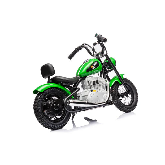 36V Electric Chopper Motor Cycle Ride on with Twist Grip Throttle | Green - Age 7+