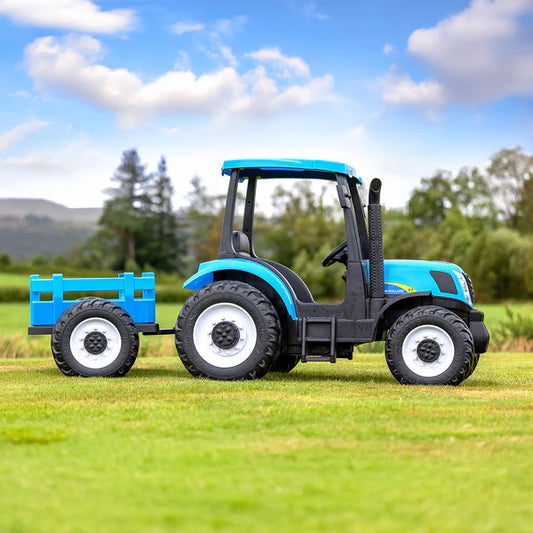 New Holland 24V Electric Tractor Kids Ride On with Trailer