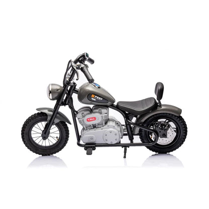 36V Electric Chopper Motor Cycle Ride on with Twist Grip Throttle | Grey - Age 7+