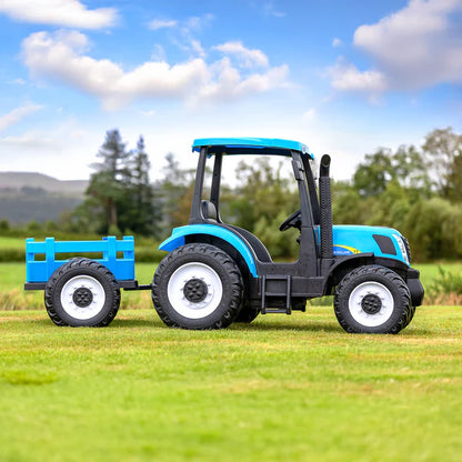 New Holland 24V Electric Tractor Kids Ride On with Trailer