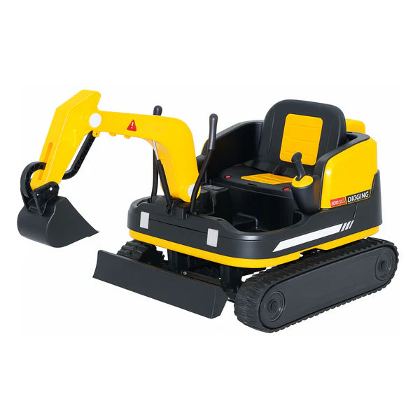 24V Mini ride on electric digger in yellow