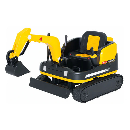 24V Mini ride on electric digger in yellow